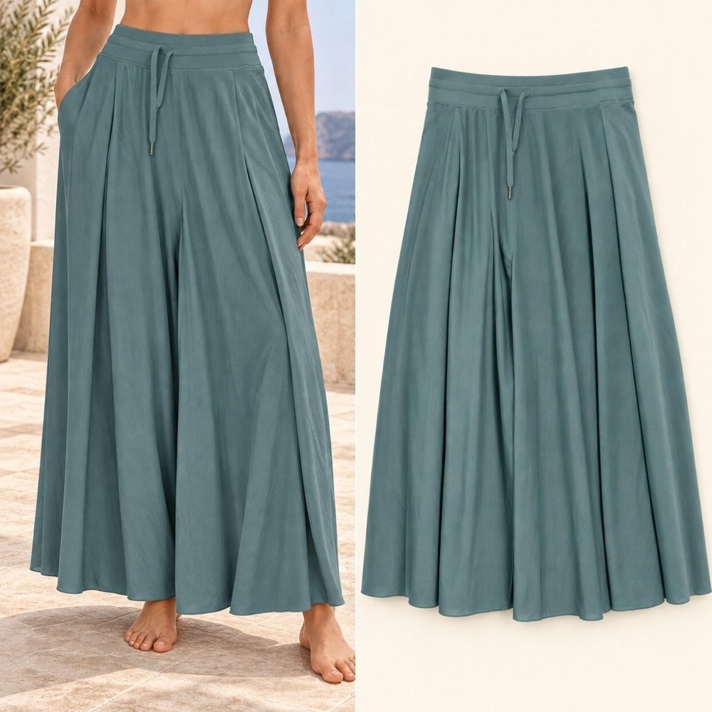 Halara Breezeful 2-in-1 Midi Skirt Women's XL Teal Built-In Shorts Travel Boho
